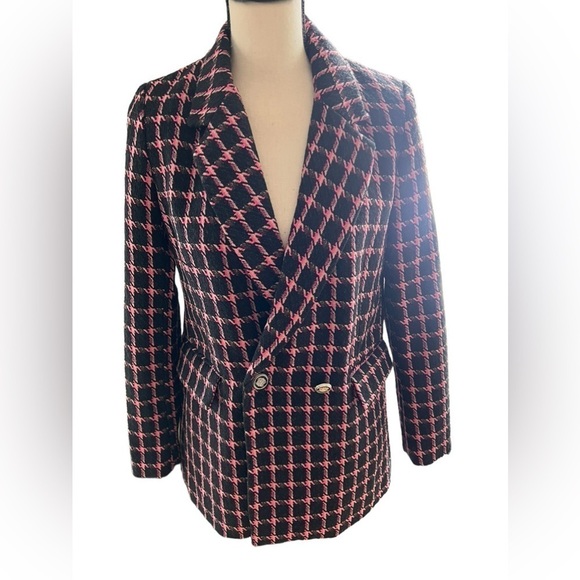 Rachel Zoe Jackets & Blazers - Rachel Zoe pink and black plaid double breasted wool blend blazer size S NWOT